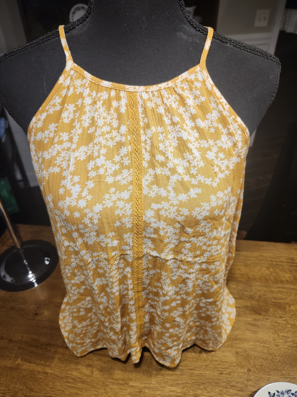 Hippie Rose Women's Medium Halter Tank Top NWT Yellow Floral Boho Cami